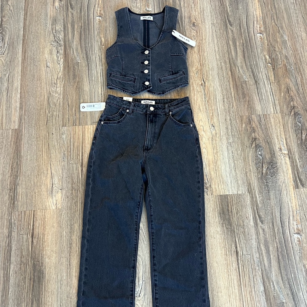 rollas denim set top size XS bottoms size 27 new with tags
